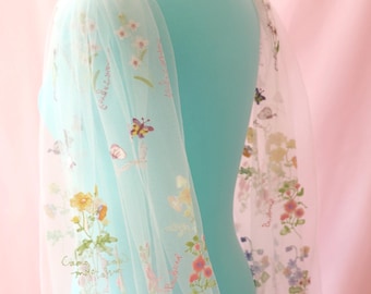 Floral Tulle Embroidered Bridal Wings l Detachable Bridal Sleeves