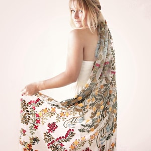 Colorful embroidered floral veil
