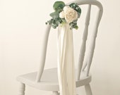 Chair swag, Pew flowers, Ceremony aisle decor, Aisle swag flowers, Chair aisle silk flowers, Aisle wedding decor, Eucalyptus wedding decor