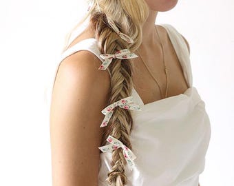 Pinzas para novias con lazos de cinta de seda, mini lazos para el cabello en horquillas.
