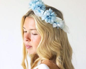 Vintage Flower Headpiece l Something Blue Bridal Hair Crown