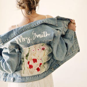 Custom floral cut out wedding jacket