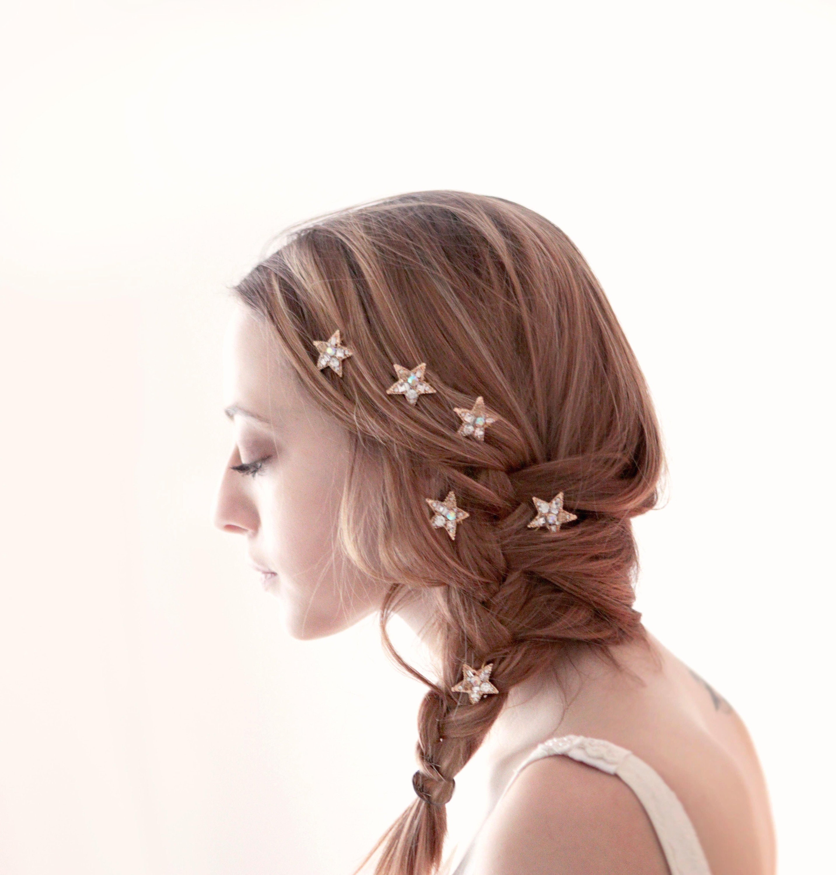 Gold star bridal hair pins Gold rhinestone bridal hair small | Etsy