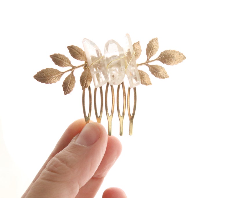 Crystal leaf comb GOLD or SILVER Small comb leaves Boho crystal hair pin Crystal bridal Wedding hair Mini hair comb Bridal hair comb