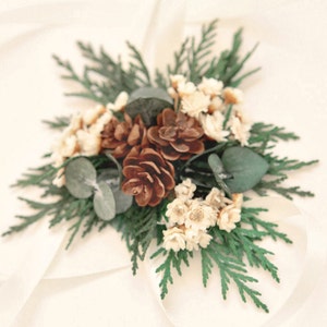 Winter wedding corsage, Tie-on wrist corsage, Winter wedding corsage