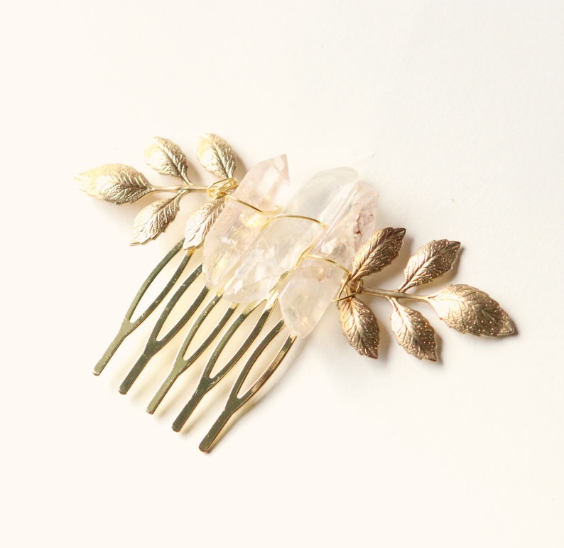 Crystal leaf comb GOLD or SILVER Small comb leaves Boho crystal hair pin Crystal bridal Wedding hair Mini hair comb Bridal hair comb