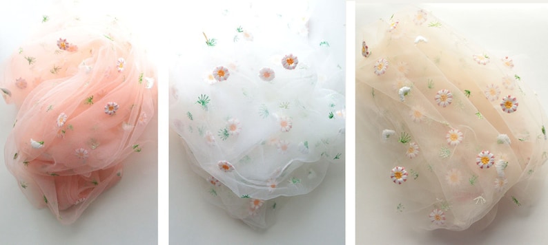 Daisy flower veil, Embroidered flower veil, Floral wedding veil image 4