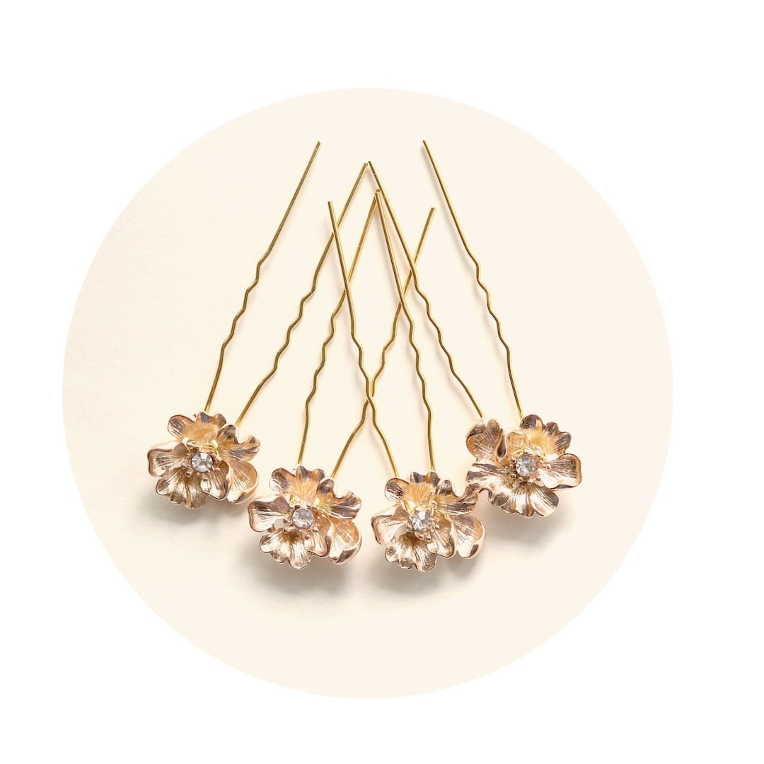 herlipto Clear Flower Gold Tone Pierces レディース