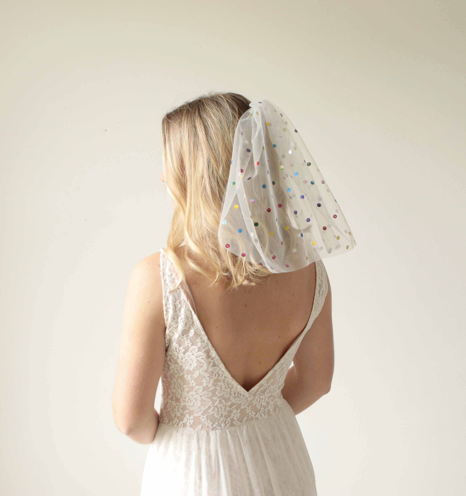 Rainbow Confetti Veil Pink or White Tulle Bridal Shower Etsy