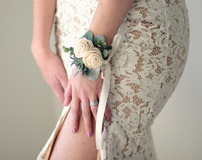 Sola eucalyptus corsage, 1 Wedding corsage, Mother of the bride image 2