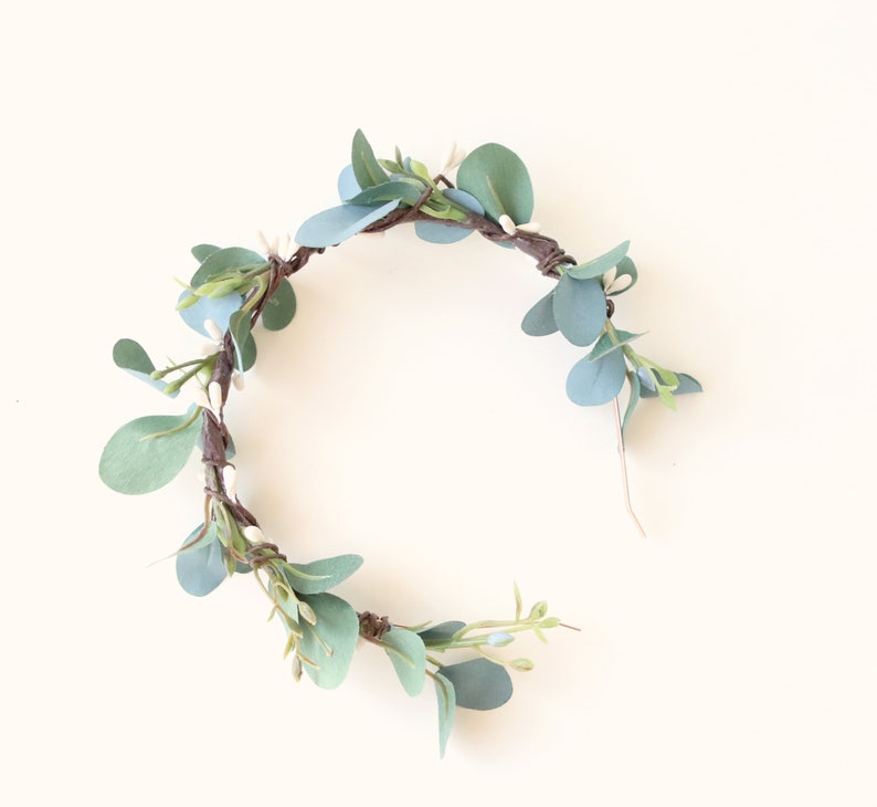 Flower Girl Crown Boho Leaf Headband Eucalyptus and Berries Etsy