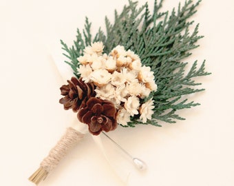 Winter wedding boutonniere, Winter wedding, Groomsmen pin corsage