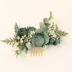 Eucalyptus bridal hair comb, Wedding greenery comb, Boho bridal hair, Eucalyptus headpiece, Dried flower comb image 1