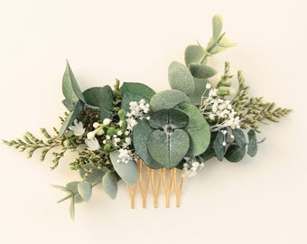 Eucalyptus bruidshaar kam, Bruiloft groen kam, Boho bruidshaar, Eucalyptus hoofddeksel, Gedroogde bloem kam