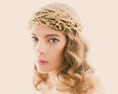 Golden bridal headpiece, Gold or silver wedding crown, Bridal head piece, Gold branch headdress, Golden woodland, Winter bride crown