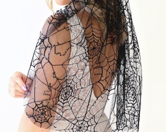 Shorty spiderweb veil, Alternative wedding, Unique bridal veil, Halloween wedding