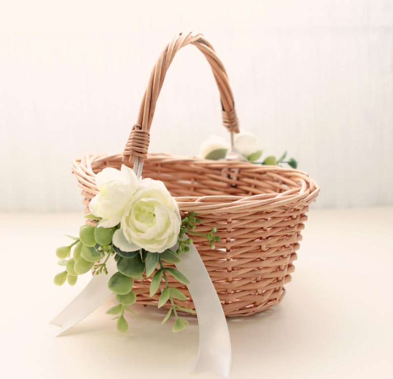Wicker Flower Girl Basket Woven Straw Basket Flower Girl Etsy