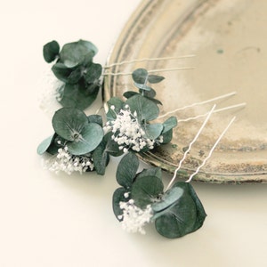 Eucalyptus & baby&#39;s breath bridal hair pin set