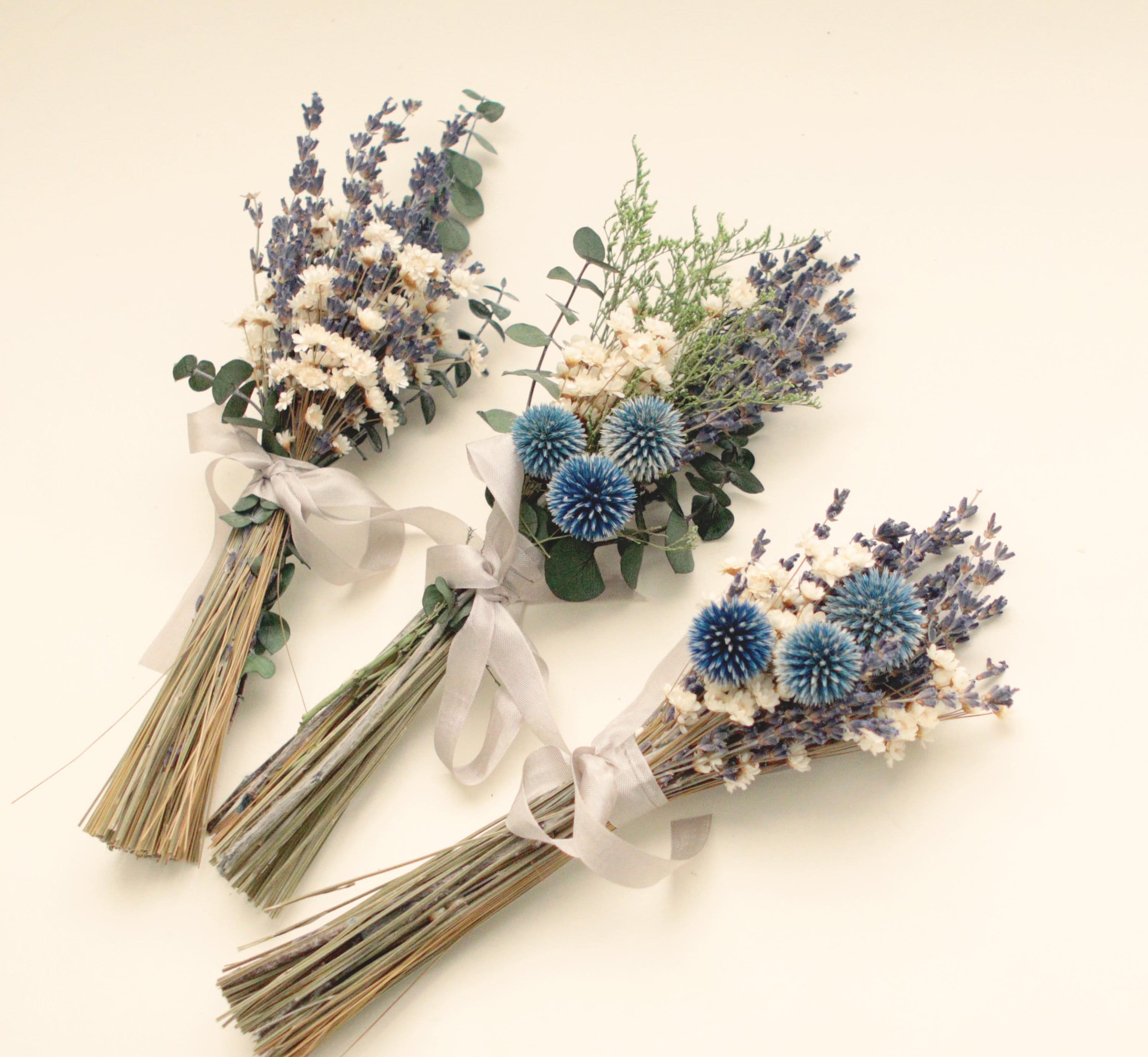 Small dried flowers arrangement Echinops mini bouquet Bud Etsy
