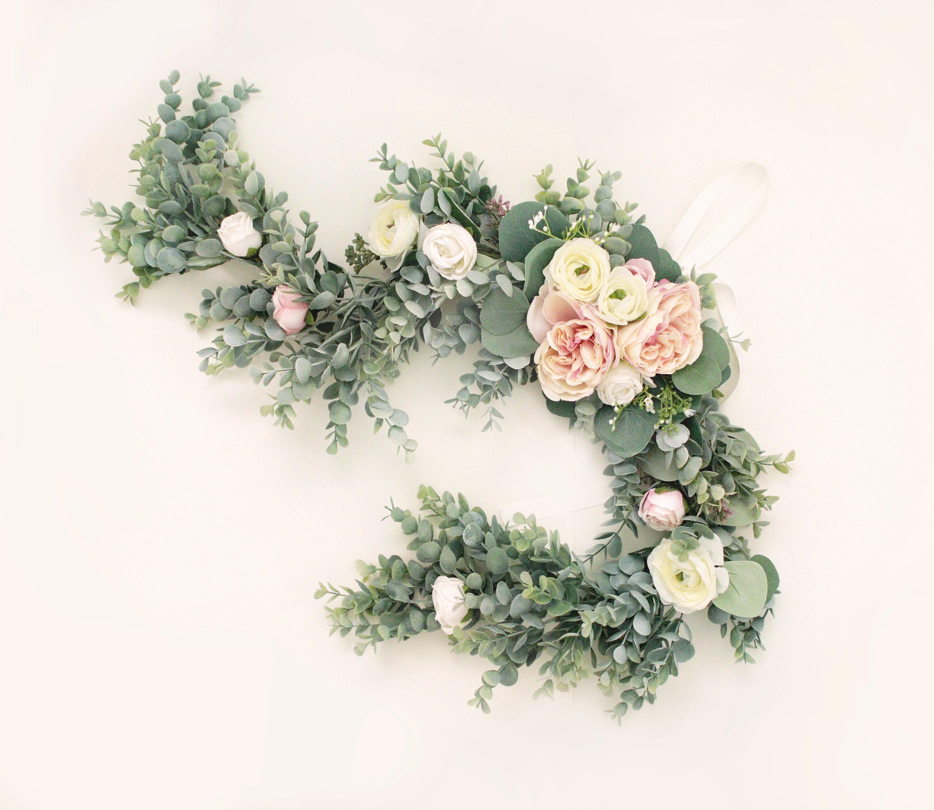 Faux eucalyptus swag Wedding decor sign Blush Etsy