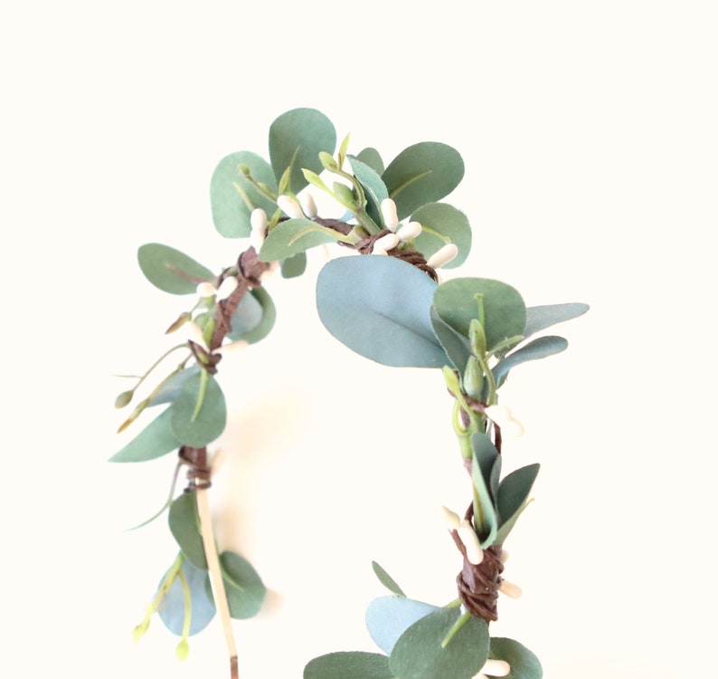 Flower Girl Crown Boho Leaf Headband Eucalyptus and Berries Etsy