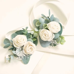 Sola eucalyptus corsage, (1) Wedding corsage, Mother of the bride