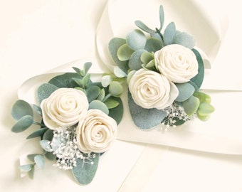 Sola eucalyptus corsage, (1) Wedding corsage, Mother of the bride