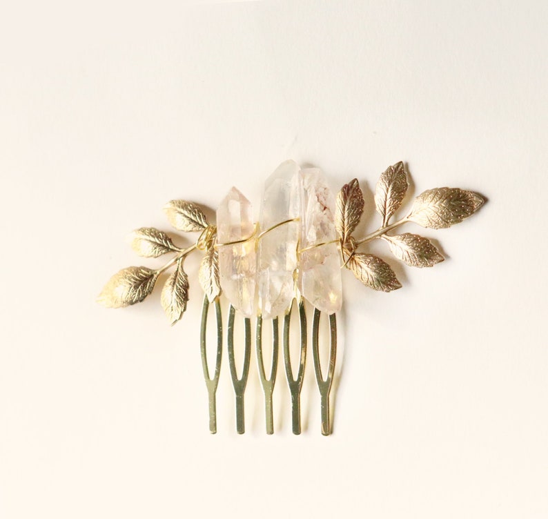 Crystal leaf comb GOLD or SILVER Small comb leaves Boho crystal hair pin Crystal bridal Wedding hair Mini hair comb Bridal hair comb