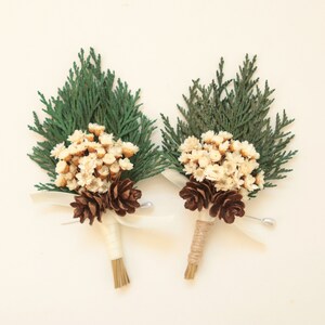 Winter wedding boutonniere, Winter wedding, Groomsmen pin corsage image 3