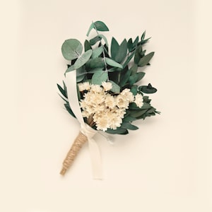 Eucalyptus flower groomsmen boutonniere