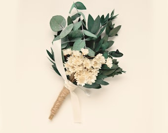Ramo de flores de eucalipto para padrinos de boda