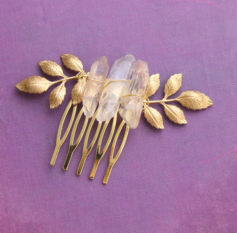Crystal leaf comb GOLD or SILVER Small comb leaves Boho crystal hair pin Crystal bridal Wedding hair Mini hair comb Bridal hair comb