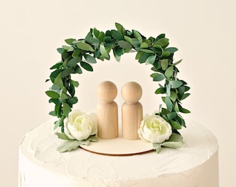 Greenery arch cake topper, Botanical wedding topper, Simple cake top