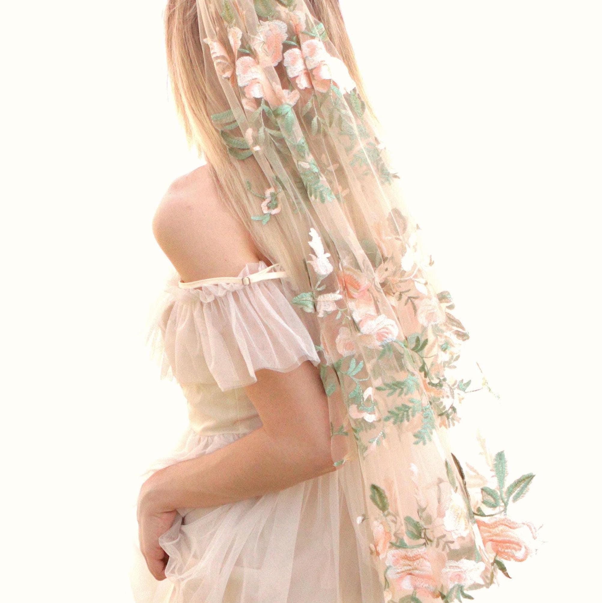 Rose Embroidered Veil - Etsy display picture 1