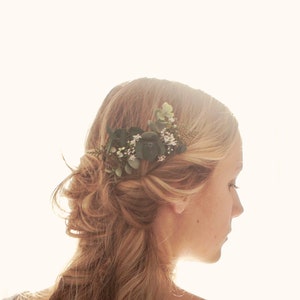 Eucalyptus bridal hair comb, Wedding greenery comb, Boho bridal hair, Eucalyptus headpiece, Dried flower comb image 2