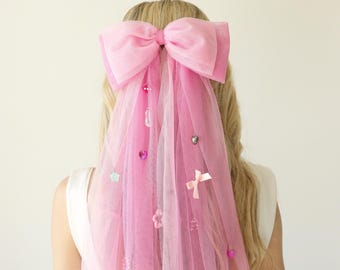 Lazo nupcial con adornos | Accesorio único para el cabello de despedida de soltera o boda