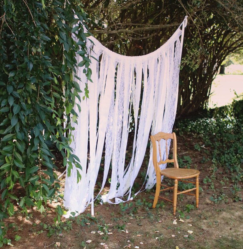 Ceremony Backdrop Lace Ribbon Garland Boho Wedding Decor Etsy