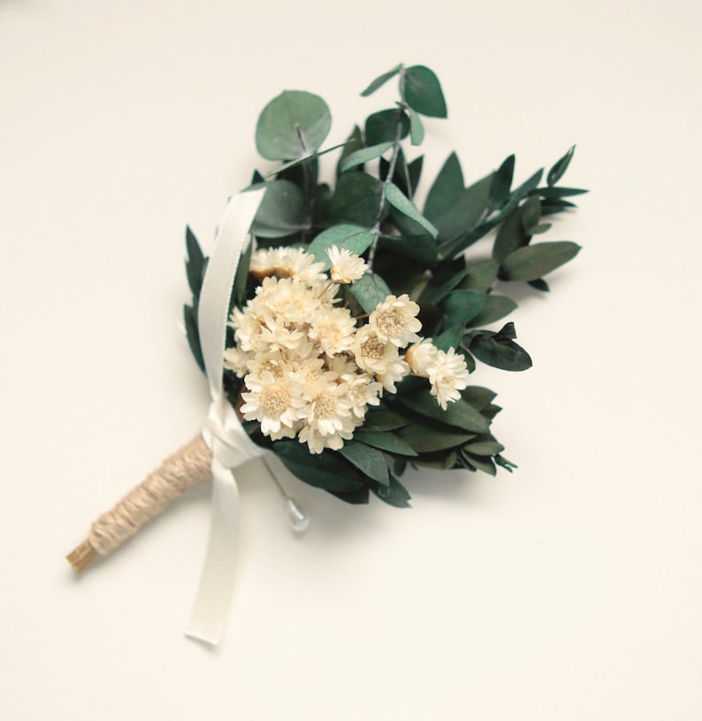 Eucalyptus boutonniere, Groomsmen pins greenery, Natural boho wedding image 2