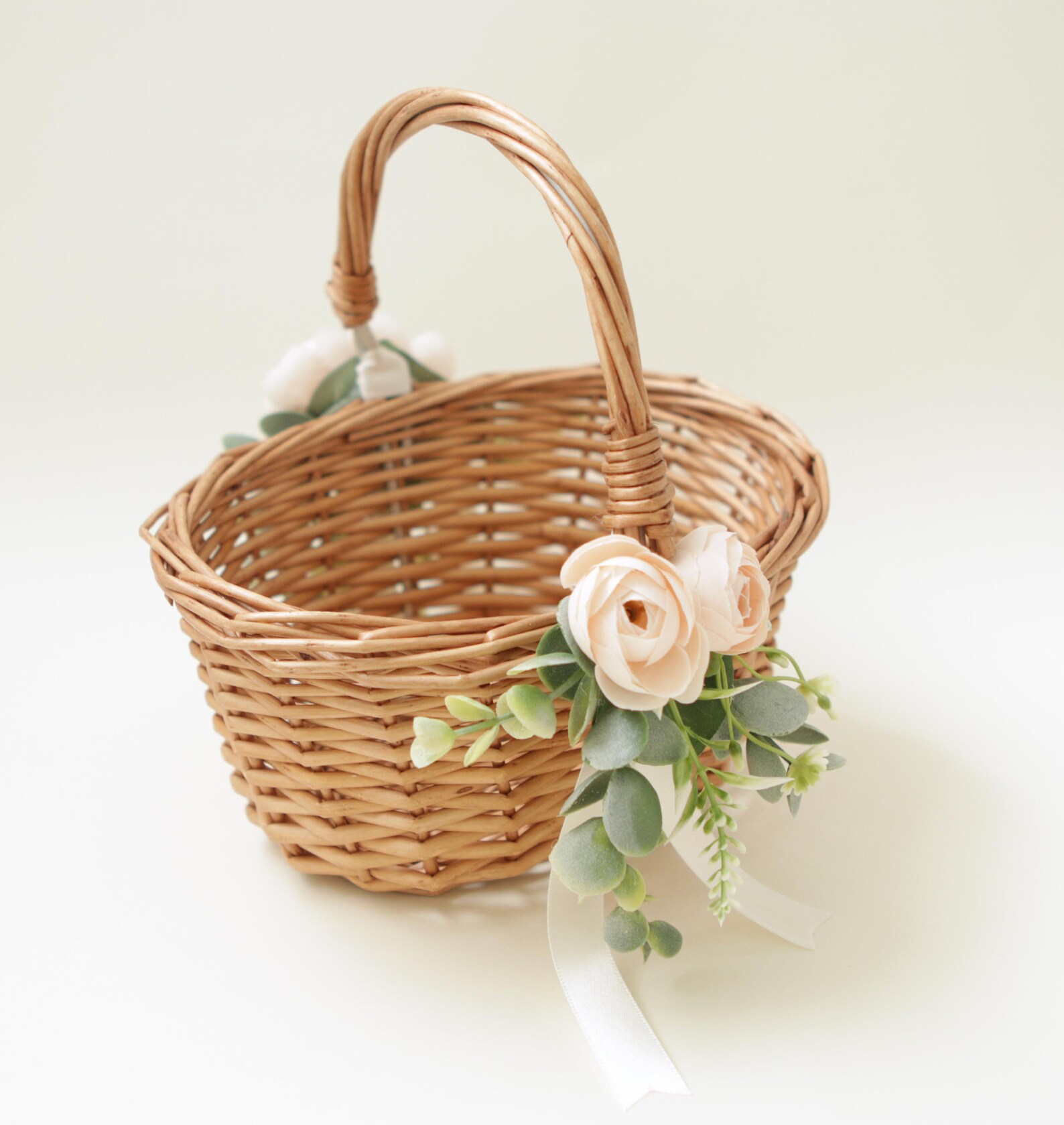 Wicker Flower Girl Basket Woven Straw Basket Flower Girl Etsy