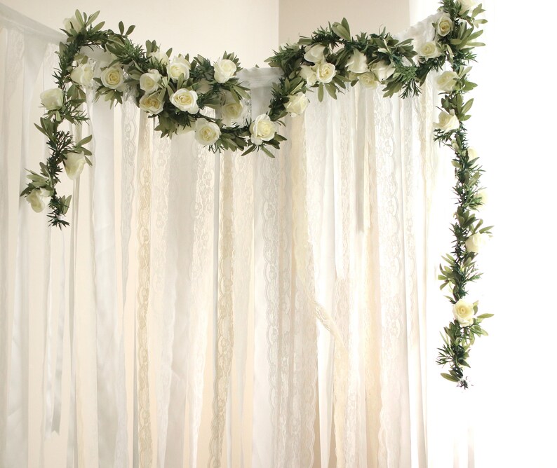 Ceremony Backdrop Lace Ribbon Garland Boho Wedding Decor Etsy