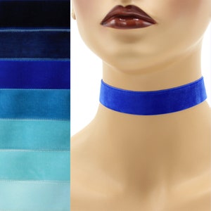 Blue Velvet Choker 7/8 inch wide Custom made Your Length and Color shade approximate width 0.875 inches 22 23 mm navy royal dark light image 1