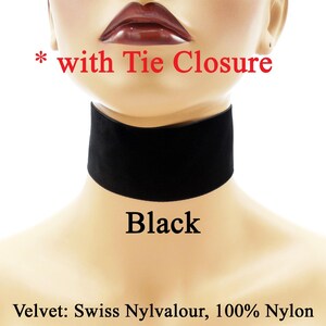 Extra Wide 2 inch Velvet Choker with lace-up satin tie closure Custom made in your fit 2" width many colors Black White Pink Red Purple + Black