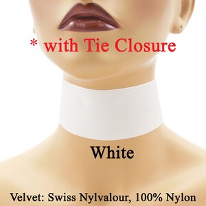 Extra Wide 2 inch Velvet Choker with lace-up satin tie closure Custom made in your fit 2" width many colors Black White Pink Red Purple + White