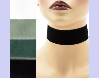 Velvet Choker 1.5 inches wide Custom made Your Length and Color Black White Gray shades + (approximate width 1 3/8 - 1 1/2 inch; 36 - 38 mm)