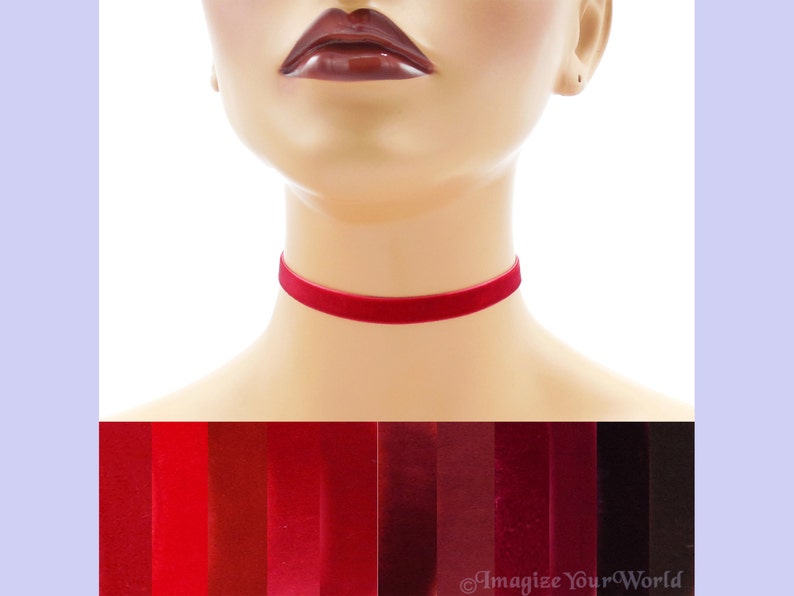 Red Velvet Choker 3/8 inch wide Custom made Your Length and image 1