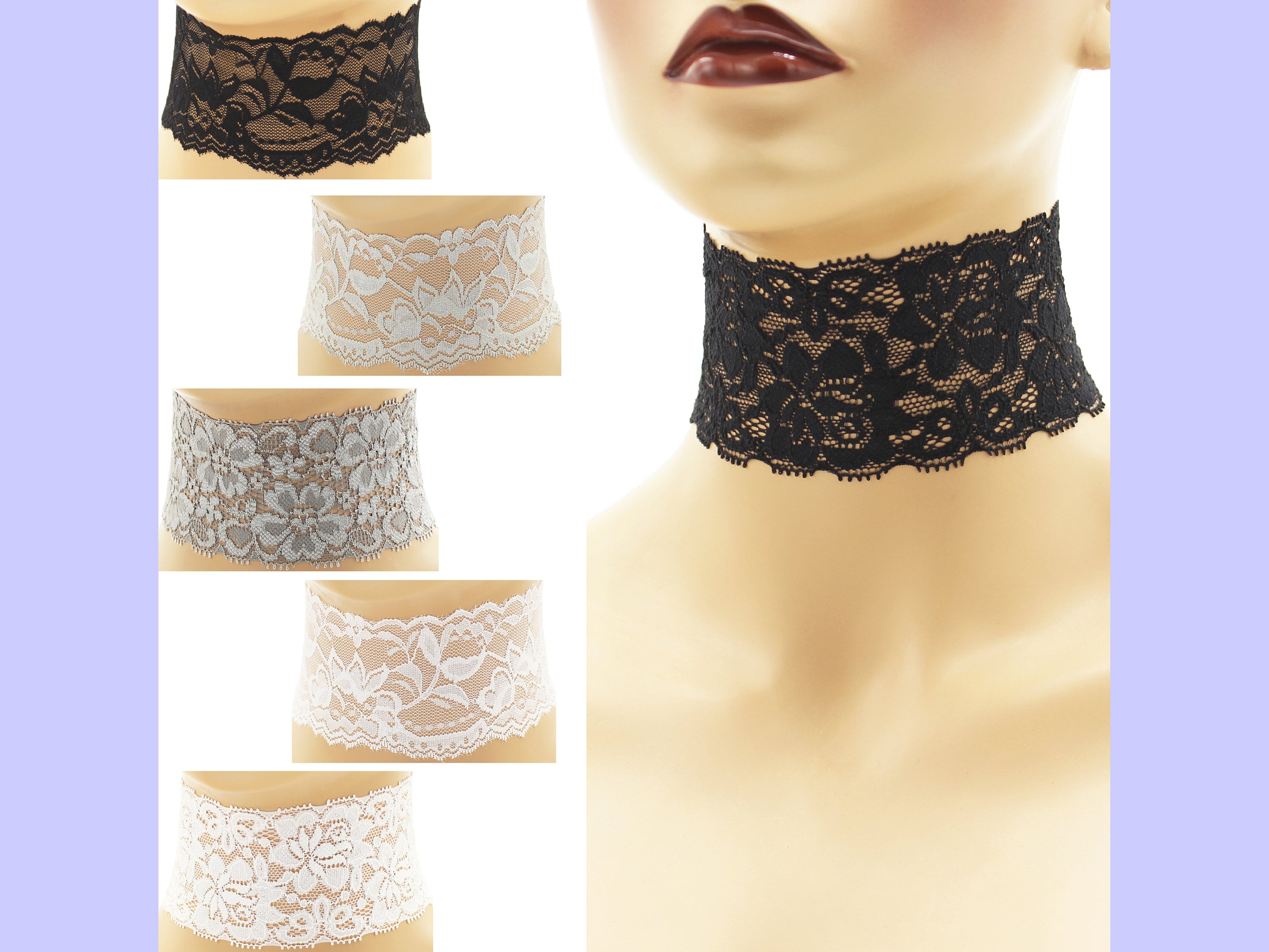 Wide Black Lace Choker, Scalloped Lace Victorian Choker, Dainty Gothic  Necklace, Goth Jewelry 