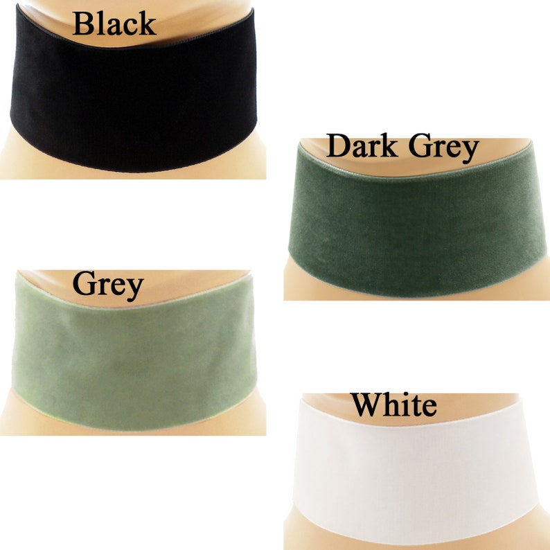Extra Wide 2-inch Black White or Gray Velvet Choker Custom made Your Length and Color shade approximate width 2 inches 50 51 mm 2 image 2