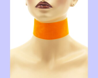 Extra Wide 2-inch Velvet Choker Orange Custom made Your Length and Color shade (approximate width 2 inches; 50-51 mm; 2")