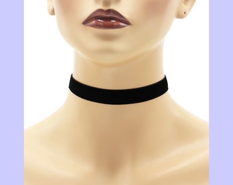 Velvet Choker 5/8 inch wide Custom made Your Length and Color Black White Gray shade (approximate width 0.625 inch; 16 mm) elastic if noted