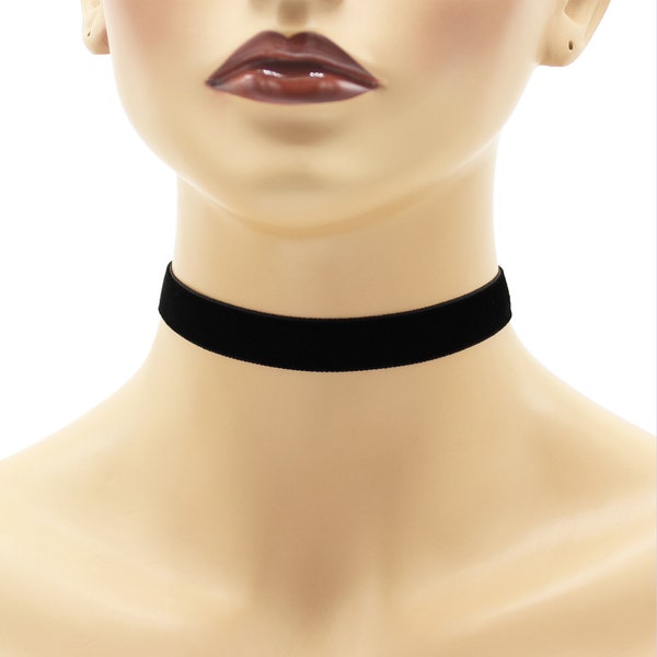 Velvet Choker 5/8 inch wide Custom made Your Length and Color Black White Gray shade (approximate width 0.625 inch; 16 mm) elastic if noted